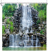 Waterfalls Shower Curtains Stone Rockery Landscapes Spring Green Plant Courtyard Garden Outdoor Scenery Bathroom Decor Polyester Fabric Curtain Se...