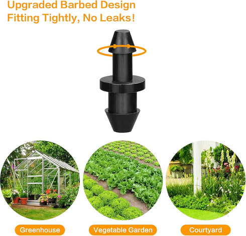 60 Pieces Drip Irrigation 1/4" Tubing End Plugs Fittings, Barbed Connectors End Cap for 1/4 Inch Irrigation Tubing, Drip Line End Closure for Drip...