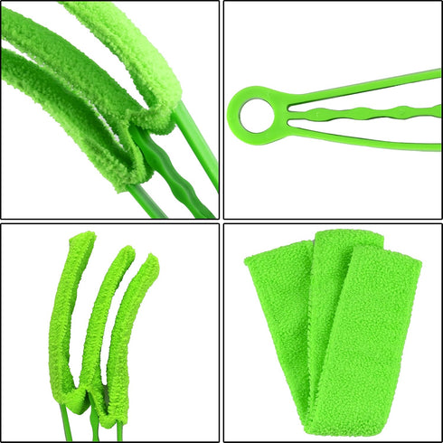 2 Pieces Microfiber Blind Duster Brushes with 6 Microfiber Sleeves Window Blind Cleaner Dust Collector Tools with Extra Microfiber Sleeves for Win...