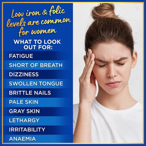 Iron Pills for Women - Iron Supplement for Women with Folic Acid - 6 Month Supply - Anemia, Period, Pregnancy Support Iron Supplements - Ferrous S...