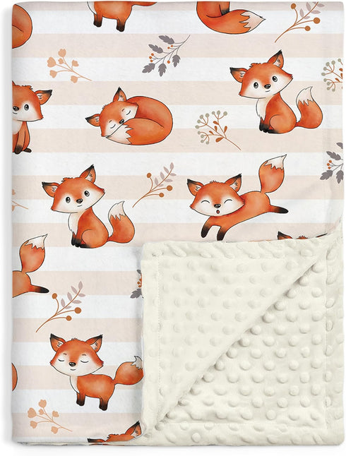 SANDJEST Fox Baby Blankets for Girl Boy - 30 x 40 Minky Blanket with Double Layer Dotted Backing for Infant Nursery Newborn Toddler...