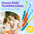 Kids Toothbrush 4 Pack - Soft Contoured Bristles - Child Sized Brush Heads (3-10 Year Old) - Suction Cup for Fun & Easy Storage - Girl & Boy Set (...