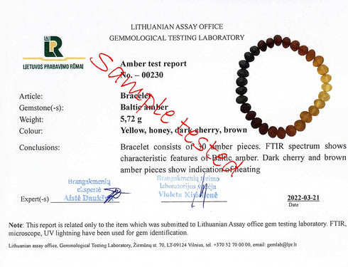 AMBERAGE Natural Baltic Amber Bracelet for Adults (Women/Men) - Hand Made from Raw-Unpolished/Certified Baltic Amber Beads(6 Colors) (7, Raw-Unpol...