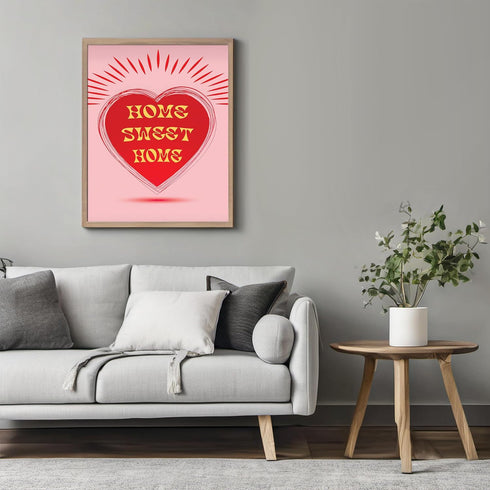 Posterizer 1 pcs-Home Sweet Home-Cute Heart Retro Print 1-Miscellaneous-Romantic Art-Living Room Bedroom Decor- unframed wall art...
