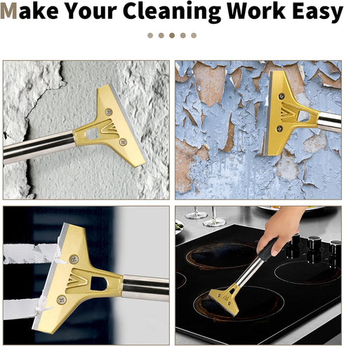 Razor Blade Scraper, 4 inch Scraper Tool with 10PCS Extra Metal Blades, Large Cleaning Razor Scraper, Floor Scraper, Glass Stove top Scraper, Wind...