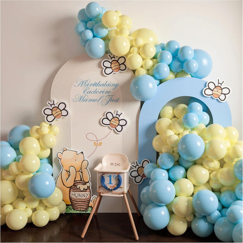 Pastel Balloon Garland Arch Kit with 100 pcs Blue and Yellow Balloons, DIY Balloon Bouquet Kit for Baby Shower, Wedding Bachelorette Birthday Part...