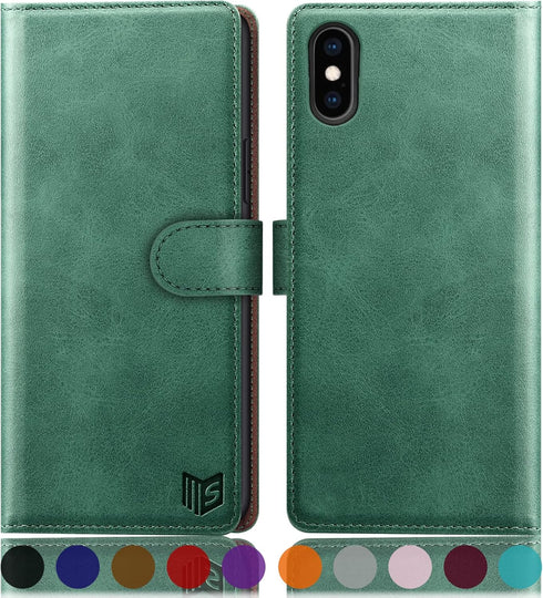SUANPOT for iPhone Xs Max 6.5"(Non XS 5.8") with RFID Blocking Leather Wallet case Credit Card Holder,Flip Folio Book Phone case Shockproof Cover ...