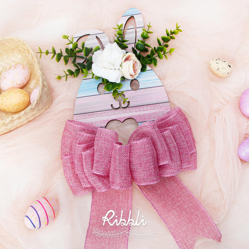 Ribbli Pink Burlap Wired Ribbon,2-1/2 Inch x 10 Yard, Easter Wired Edge Ribbon for Big Bow,Wreath,Tree Decoration,Outdoor Decoration...