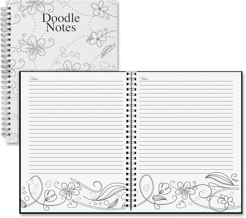 House of Doolittle Notebook, Doodle Flower Black & White, 7 x 9 (HOD78190)...