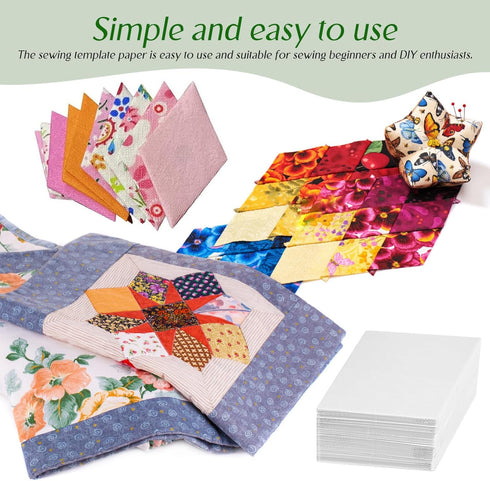 Paper Piecing for Quilting DIY Patchwork Sewing Crafts 300Pcs Paper Piecing Quilting Templates Quilting Patchwork Sewing Pattern Papers Quilting C...