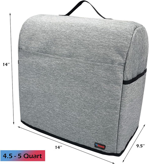 Stand Mixer Dust-proof Cover with Organizer Bag for Kitchenaid Mixer, Multi Pockets for Various Kitchen Appliance Accessories (Grey, 4.5 - 5 Quart...