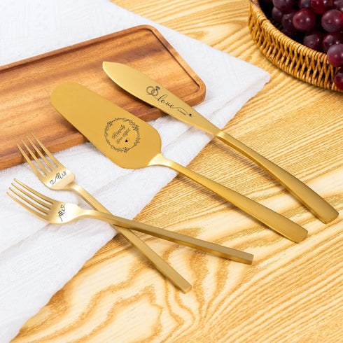 Cake Cutting Set for Wedding, Wedding Cake Knife and Server Set for Birthday, Bridal Shower Gifts (Gold)...