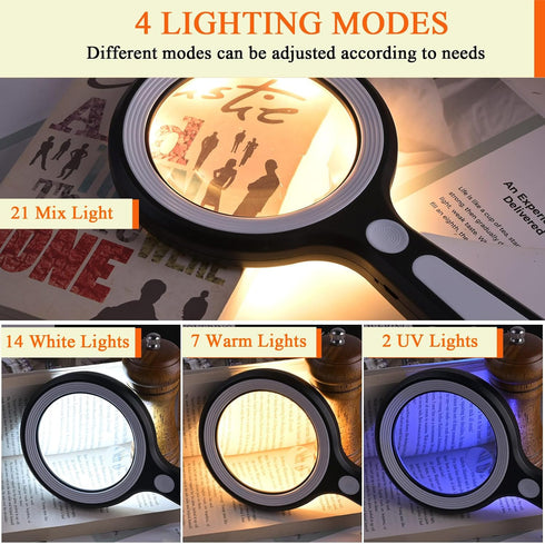 20X 30X Coin Magnifier, USB Rechargeable Lighted Magnifying Glass with Light Handheld for Currency Seniors Reading Crafts Jewelry Hobbies...