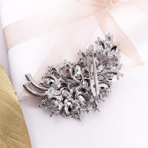 LAXPICOL Vintage Green Austrian Crystal Flower Leaf Bouquet Clusters Large Big Brooch Pin For Women Gold Tone...