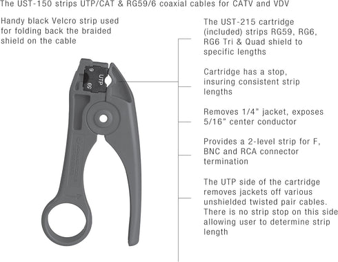Jonard Tools UST-150 Coaxial & Telephone Cable Stripper Tool...