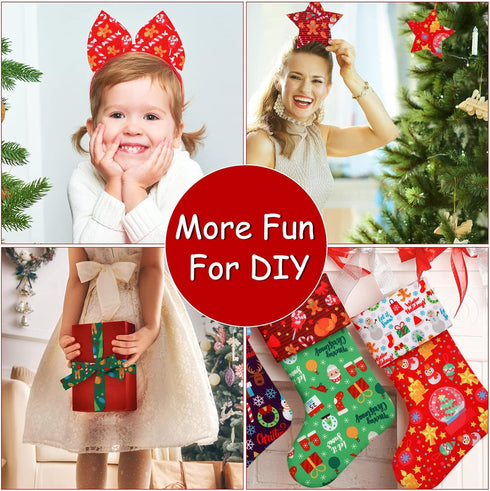 20 Pieces Christmas Fabric Fat Quarters Christmas Fabric Bundles Precut Fabric Squares Christmas Tree Snowflake Printed Fabric Scraps for Dress Ap...