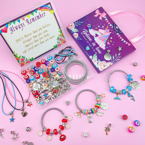 klmars Charm Bracelet Making Kit,Jewelry Making Supplies Beads,Unicorn/Mermaid Crafts Gifts Set for Girls Teens Age 5-12...