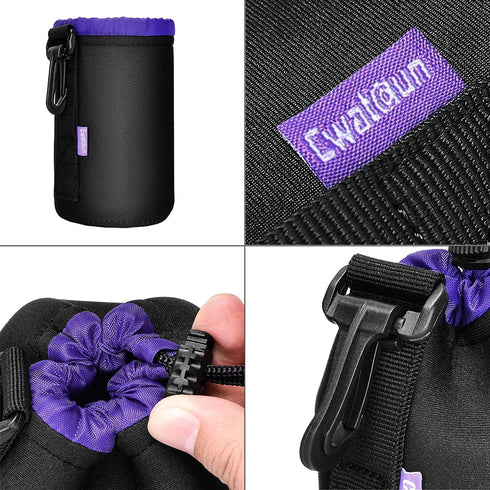 Cwatcun 4 Pack Lens Pouch Set, Camera Lens Case Bag with Thick Protective Neoprene, for Canon Nikon Sony Pentax Olympus Panasonic Fuji Sigma DSLR ...