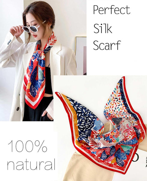 kcctoo 27.5" Mulberry Silk Feeling Head Scarf Women's Fashion Square Neck Satin Scarfs for Bag Hair Scarves Gift...