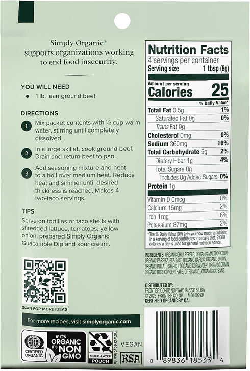 Simply Organic Southwest Taco Seasoning, Certified Organic | 1.13 oz | Pack of 3...