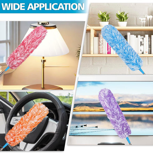 4 Upgraded 55-inch Long Microfiber Dusters with Telescopic Handle More Durable Fibers, Feather Dusters Perfect for household cleaning, office clea...