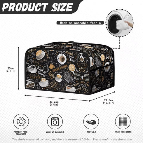 Coffee Pattern Slow Cooker Cover Portable Insulated Kitchen Appliance Dust Cover with Top Handle and Side Pockets Washable Sofy Fabric Compatible ...