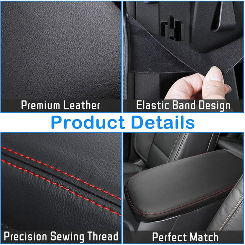 QianBao Compatible with Chevrolet Equinox 2018-2023 /GMC Terrain 2017-2023 Leather Armrest Box Center Console Cover Red Line...