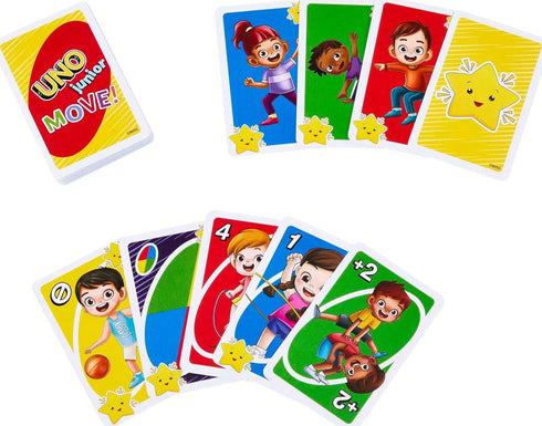 Mattel Games UNO Junior Move! Card Game for Kids with Active Play, Simple Rules, 3 Levels of Play and Matching...