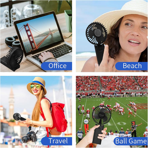 Handheld Fan,4000mAh Portable Fan,USB Rechargeable Personal Fan,3 Wind Speed, Lanyard as Neck Fan, Hand Fan for Travel/Office/Concerts/Lash(Black)...