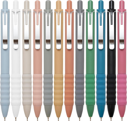 Ballpoint Pens Black Ink Ball Point Pen with Super Soft Grip Medium Point 1.0mm Office Pens (Silver 12-count)...