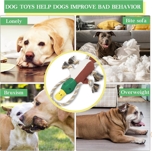 Lesmeet Upgraded Duck Dog Toys for Aggressive Chewers Puppy Toys with Crinkle Paper and Squeaker, Interactive Tug of War Dog Toy for Small, Medium...