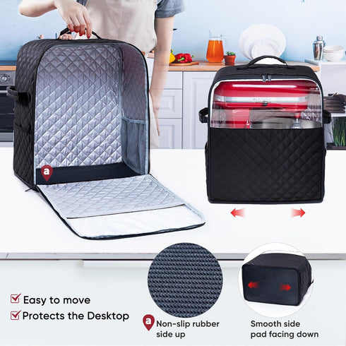 BAGSPRITE Stand Mixer Cover with Appliance Sliders Base Compatible with KitchenAid Mixer-Storage Bag for 6/7/8 Quart with Pockets for Kitchen Aid ...
