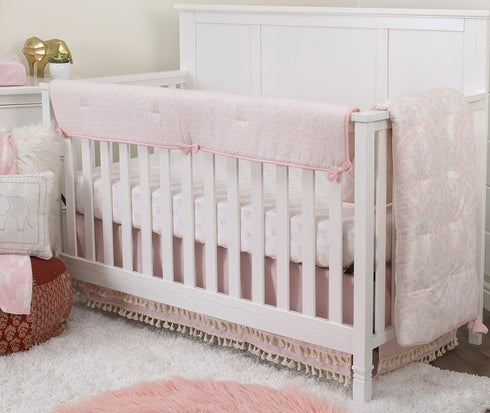 NoJo Serendipity - Pink Elephant Print 100% Cotton Fitted Crib Sheet, White, Pink...