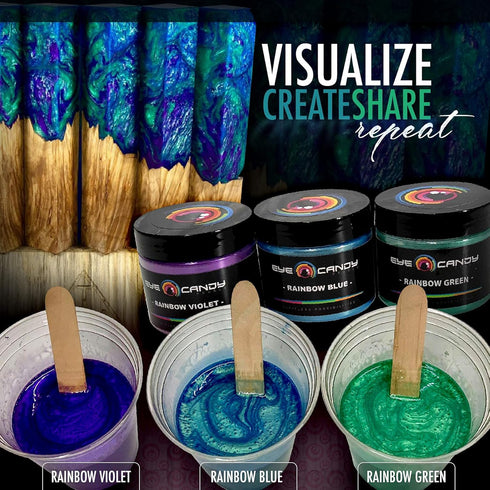 Eye Candy Premium Mica Powder Pigment “Rainbow Blue” (25g) Multipurpose DIY Arts and Crafts Additive | Woodworking, Epoxy, Resin, Bath Bombs, Pain...