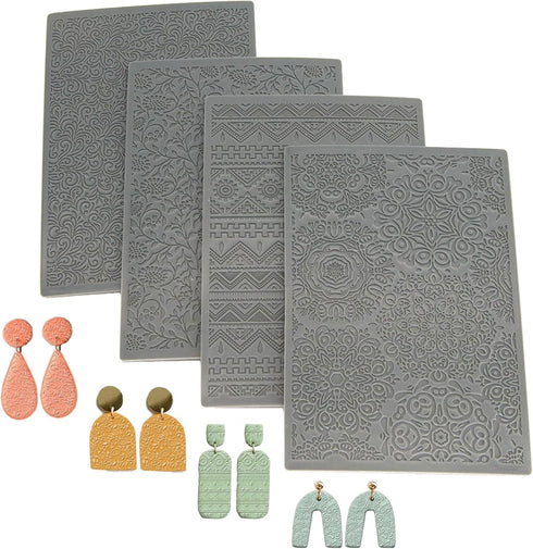 Arbuya Boho Style Polymer Clay Texture Sheets for Earring Jewerly Making, Clay Texture Mat for Polymer Clay Projects Polymer Clay Earrings Tools...