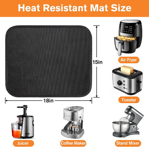 Heat Resistant Mats for Countertop, 16x24’’ No-slip and Waterproof Heat Resistant Mat for Air Fryer,Stand Mixer,Microwave Oven,Coffee Maker,Counte...