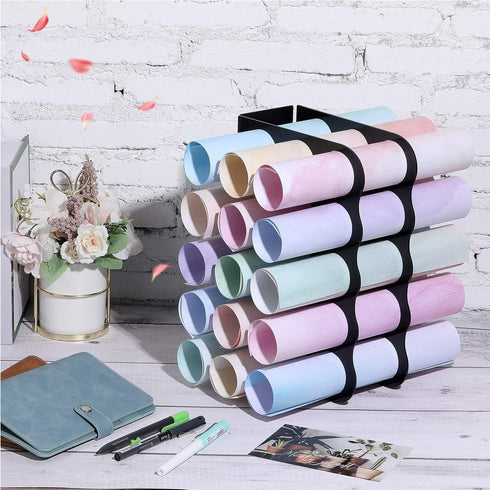 Vinyl Storage Rack Store Up to 15 Vinyl Rolls Acrylic Storage Organizer Aperture 2 Inch Multiple Display Holder for Craft Room and More, 12 x 7.8 ...