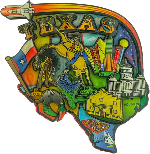 Texas State Souvenir Refrigerator Magnet, Collectible Keepsake Gift for Travel Enthusiasts, 2 by 2 Inches...