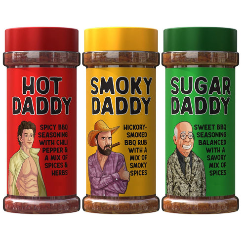BBQ Rub Dad Gift Set - Sugar Daddy, Hot Daddy, Smoky Daddy. Barbecue Seasoning, Valentines Day Gift for Him Fathers Day Dad Gifts Christmas Stocki...