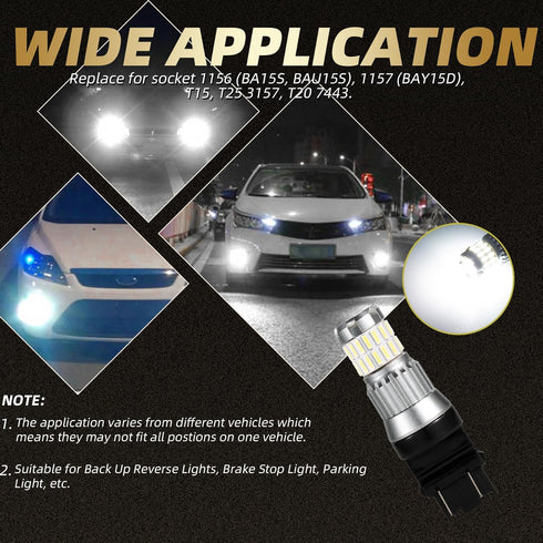3157 Led Bulb,Reverse Light Bulb,Car Accessories Super Bright Low Power 3157 4157 3057 3156 LED Bulbs with Projector,Brake Stop Tail,Led Tail Ligh...
