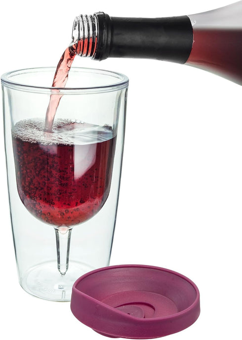 Southern Homewares 10oz Merlot Red Lid Wine Tumbler, 2-Pack – Insulated Double Wall Acrylic with See-Through Cup...