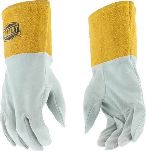 IRONCAT 6130 Deerskin TIG Welder – Pearl/Gold, X-Large, Split Leather, Straight Thumb, Kevlar Construction...