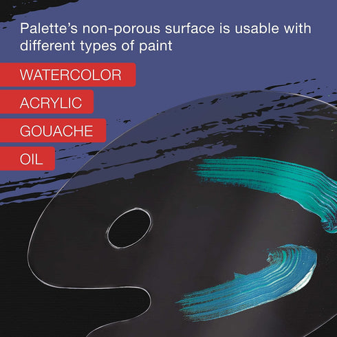 U.S. Art Supply 11.8" x 15.8" Clear Oval-Shaped Acrylic Painting Palette - Thick Transparent Plastic Artist Paint Color Mixing Tray - Non-Stick, E...