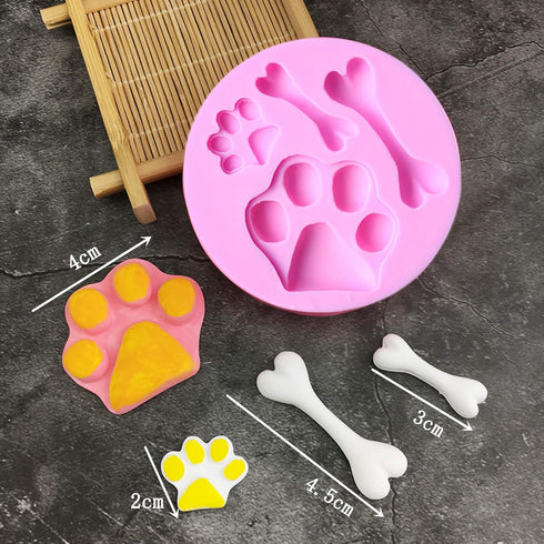 2 Pcs Cat Paw, Dog Paw And Bone Shape Flexible Silicone Molds - Fondant, Candy, Icing, Biscuit Decor, Chocolate, Polymer Clay, Resin, Epoxy...