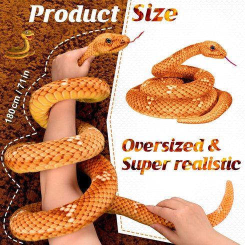 Snake Plush, Stuffed Snake Animal, 71 in Large Toy Snakes for Kids, Giant Stuffed Animals Snake, Lifelike Plush Snake for Birthday Present Party P...