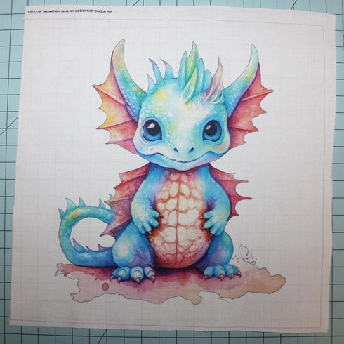 Fabric Panel 8"x8" Baby Dragon 100% Cotton Quilting Panel Square AM1422...