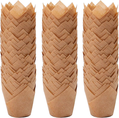 Ruisita 150 Pieces Mini Baking Cups Tulip Baking Cups Cupcake Liners Muffin Liners for Wedding, Birthday, Christmas, Baby Shower Parties (Natural)...