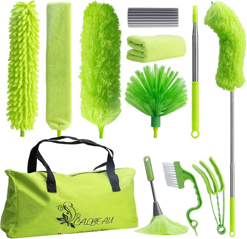 Dusters for Cleaning, Duster with 81 inch Extension Pole for Cleaning High Ceiling Fan, High Window, Sofa, Cobweb Duster for High Corner, 11 PCS M...