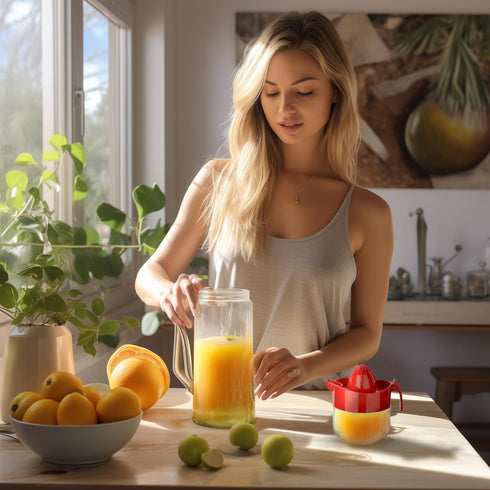 Glass Lemon Juicer, Small Grapefruit and Citrus Juicer, Extractor Manual Hand with Handle and Pour Spout, BPA Free and Lead-Free Heavyweight Cryst...