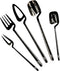 Modern Flatware - Luxury Stainless Steel Utensil Elegant Dinnerware Cutlery Set, Dishwasher Safe Forks Knives Spoons, Tableware (Black, 5pcs, Serv...